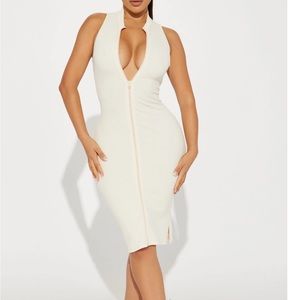 Textured Midi Zipper Dress